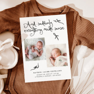 Dolle Cute Strikjes Witte Foto Geboorte Aankondiging