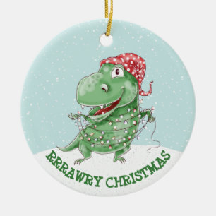 Dolle Dinosaur Persoonlijke Kerstmis Keramisch Ornament