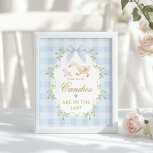 Dolle Dossie Hoeveel snoepjes Blauwe Gingham Poster