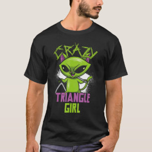 Dolle Driehoek Meisje Kat Muziekinstrument T-shirt