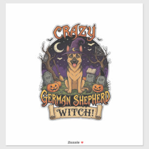 Dolle Duitse Herdersheks Halloween Hond Pompoenen Sticker