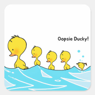 Dolle Eend Maakt een Plons Vierkante Sticker