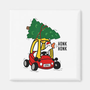 Dolle Gans Bestuurt Speerauto Met Kerstboom Fu Magneet