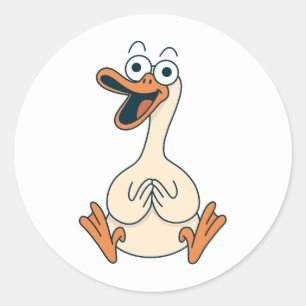 Dolle Gans, Eigenzinnig, Grappige Tekenfilm Gans Ronde Sticker