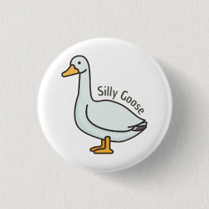 Dolle Gans, Gans Liefhebber, Dwaze Gans Ronde Button 3,2 Cm