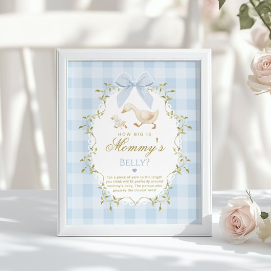 Dolle Gans Hoe groot is buik Blauwe Gingham Poster