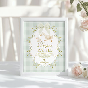 Dolle Gans Luier Raffle Sage Groen Whimsical Poster