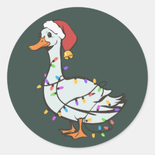 Dolle Ganzen Licht Kerst Grappige Eend Kerstlichtj Ronde Sticker