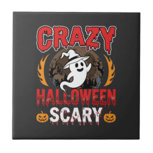 Dolle Halloween Griezels spook en pompoen ontwerp Tegeltje