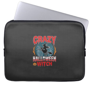 Dolle Halloween Heks Vliegende Bezem Horror Ontwer Laptop Sleeve