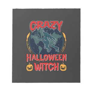 Dolle Halloween Heksenpompoen Vliegende Maan Griez Notitieblok