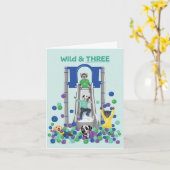 Dolle Hond Wild & Drie Zachte Speelbalbak Verjaard Kaart (Gele Bloem)