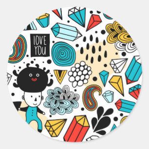 Dolle hoofd ronde sticker