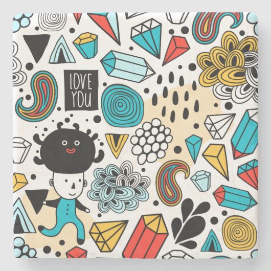 Dolle hoofd stenen onderzetter (Voorkant)