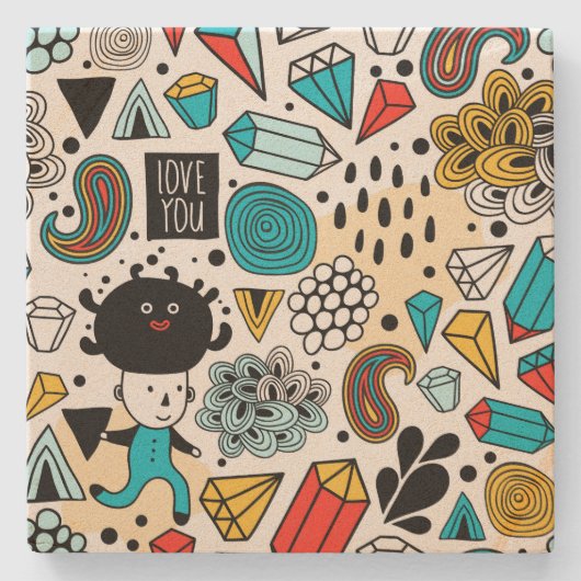 Dolle hoofd stenen onderzetter (Voorkant)