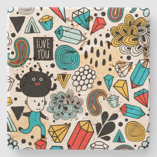 Dolle hoofd stenen onderzetter (Voorkant)