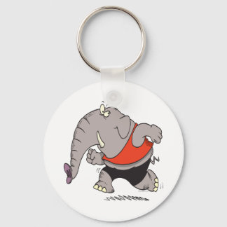 dolle jogger joggende olifant cartoon sleutelhanger