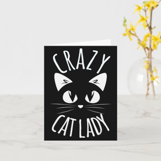 Dolle Kat Dame Grappige Bont Moeder Moederdag Kers Kaart (Gele Bloem)