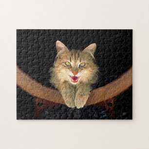 Dolle Kat Schilderij - Mooie Originele Katten Kuns Legpuzzel