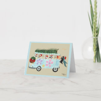 Dolle Katten in hun Kerstmis Hippie Busje