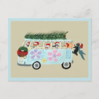 Dolle Katten in hun Kerstmis Hippie Busje
