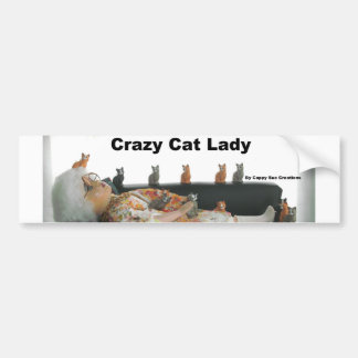 Dolle kattenvrouw bumpersticker