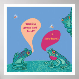 Dolle Kikkers Kunstprint - Blauw & Groen Poster