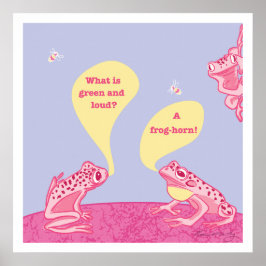 Dolle Kikkers Kunstprint - Roze & Blauw Poster