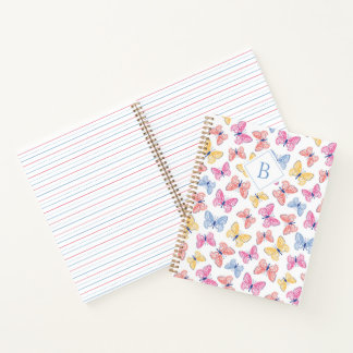 Dolle Kleurrijke Regenboog Vlinders Monogram Notitieboek