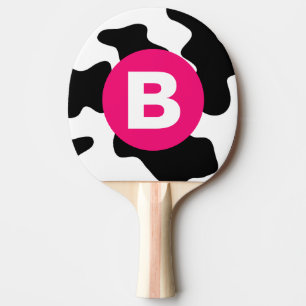 Dolle Koeienpleisterpatroon Roze Monogram Tafeltennisbatje