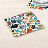 Dolle kop vierkante kartonnen onderzetter (Schuin)