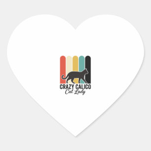 Dolle Lapjeskat Vrouw Retro Kattendesign_1 Hart Sticker