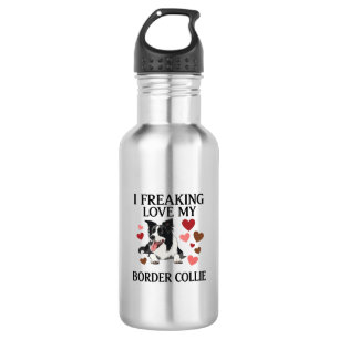 Dolle Liefde Border Collie Hond Harten_1 Waterfles