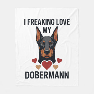 Dolle liefde dobermann hond rode harten_1 fleece deken