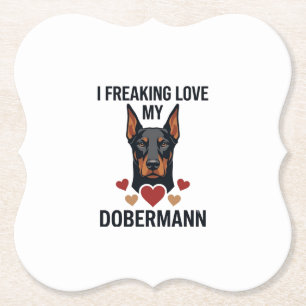 Dolle liefde dobermann hond rode harten_1 kartonnen onderzetters