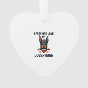 Dolle liefde voor Dobermann-hond Rode Harten_1 Ornament