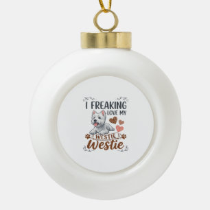 Dolle Liefde Westie Hond Harten Pootjes_1 Keramische Bal Ornament