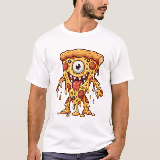 Dolle Pizza Monster Met Één Oog Cute Kawaii Kunstw T-shirt
