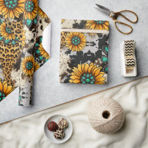 Dolle pret met edelstenen en zonnebloemen cadeaupapier