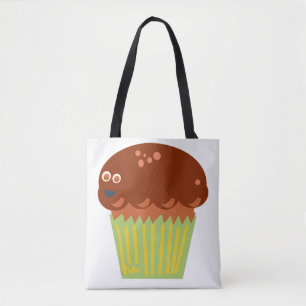 Dolle pret met een enorme muffin cartoon grap draagtas