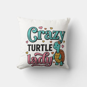 Dolle Schildpad Dame Vintage Gravure Ontwerp_1 Kussen
