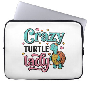 Dolle Schildpad Dame Vintage Gravure Ontwerp_1 Laptop Sleeve