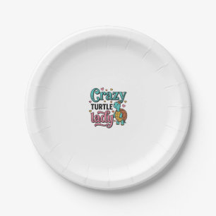 Dolle Schildpad Dame Vintage Gravure Ontwerp_1 Papieren Bordje