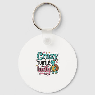 Dolle Schildpad Dame Vintage Gravure Ontwerp_1 Sleutelhanger