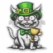 Dolle St. Patrick's Day Kat Sticker (Voorkant)