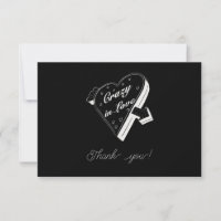 Dolle verliefd zwart-wit bedankkaartjes