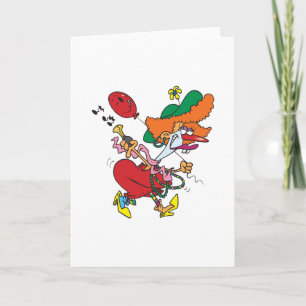 Dolle vrouw die clown speelt kaart