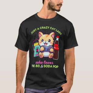 Dollige Kat Vrouw Die Van Gamen Houdt Frisdrank & T-shirt