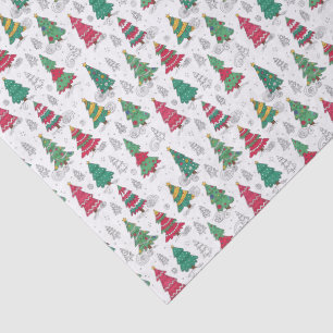 Dollige Whimsical Versierde Kerstbomen Doodles Tissuepapier