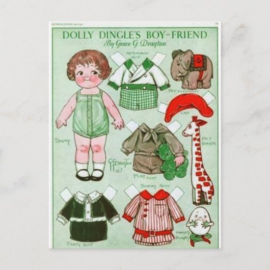 Dolly Dingle's Boy Friend Paper Doll Briefkaart (Voorkant)